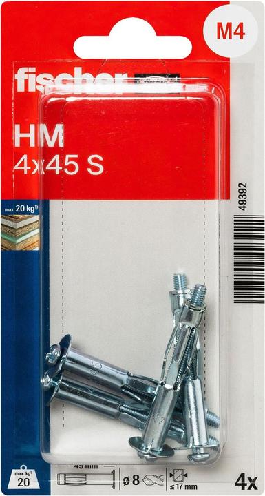 Produktbild Fischer Hohlraum-Metalldübel HM 4x45 S K (4) (4 Stk.)