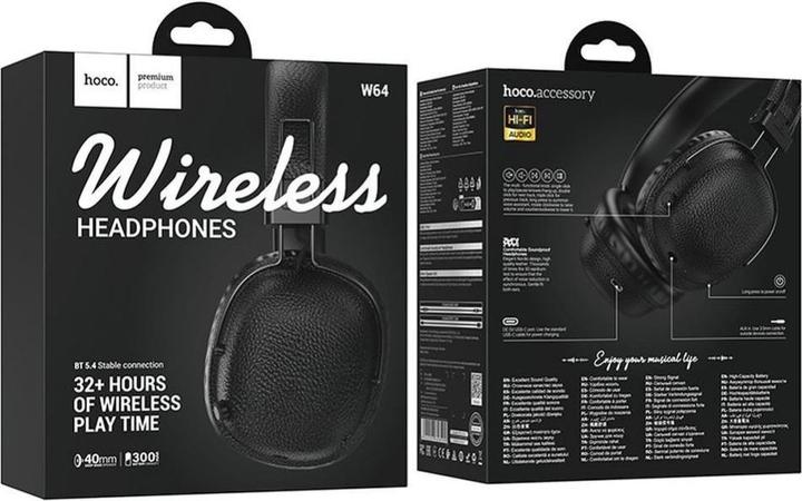 Produktbild Hoco Wireless headphones Wireless headphones W64 black (Kabellos, USB-C)