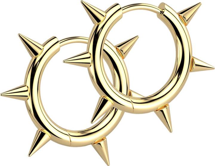 Star Piercing Ohrring zum Klappen vergoldet mit Cones (ohne Messing, Chirurgenstahl 316L)