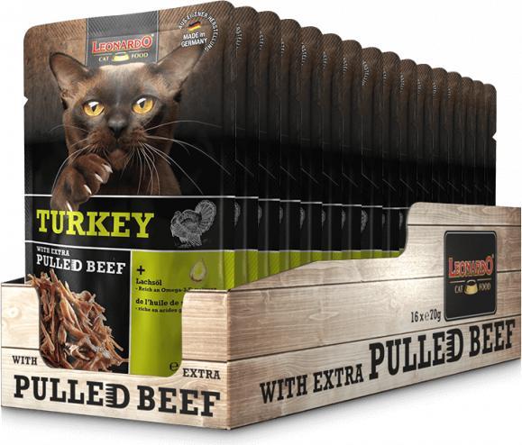 Actual product image Leonardo Cat Food Turkey & Pulled Beef (Adult, 1 pcs., 90 g)