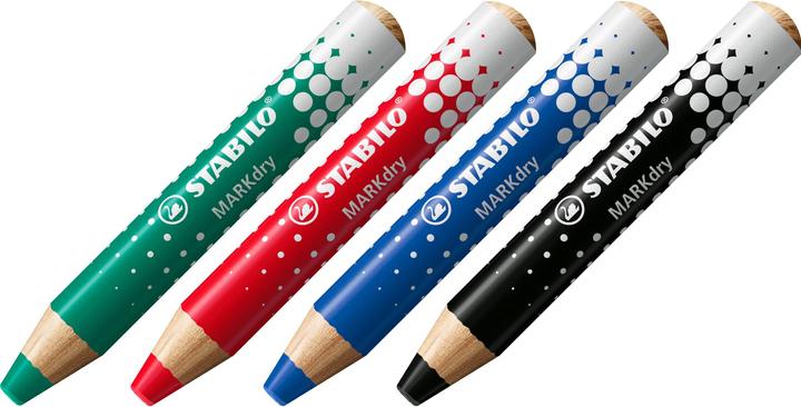 STABILO Marker MARKdry (Grün, Blau, Schwarz, Rot, 5 mm, 4 x)