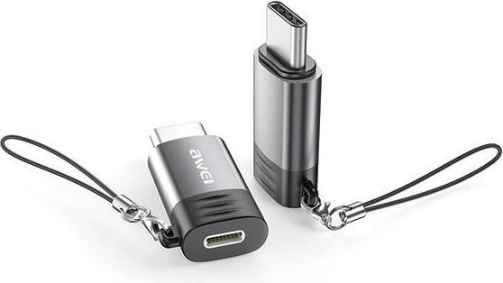 Actual product image Awei Adapter A12 Lightning/USB-C szare /grey (USB Type C, Lightning)