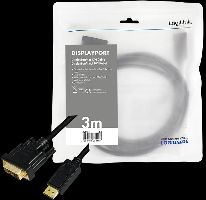 Actual product image LogiLink DisplayPort — DVI (3 m, DisplayPort)
