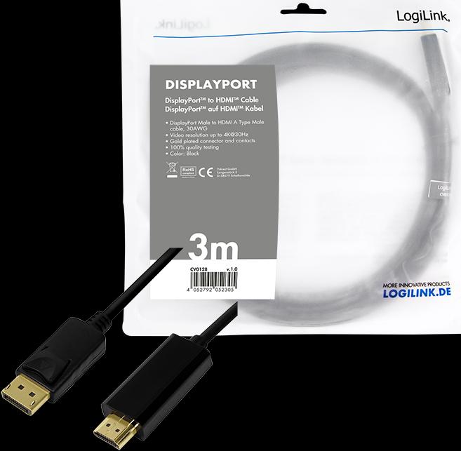 Immagine prodotto LogiLink DisplayPort — HDMI (Typ A) (1 m, DisplayPort)