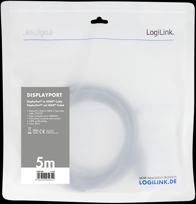 Immagine prodotto LogiLink DisplayPort — HDMI (Typ A) (2 m, DisplayPort)