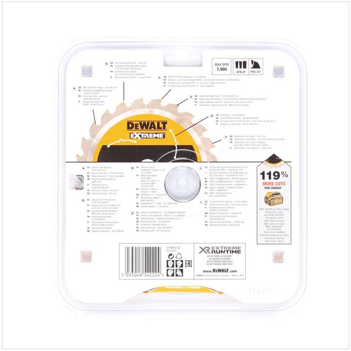 Produktbild DeWalt Kreissägeblatt Handkreissäge 190/30mm 36WZ/FZ
