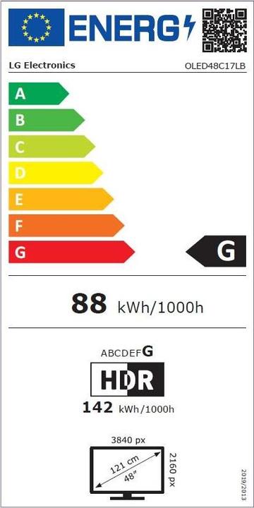 Etichetta energetica LG OLED48C17 (48", OLED, 4K, 2021)