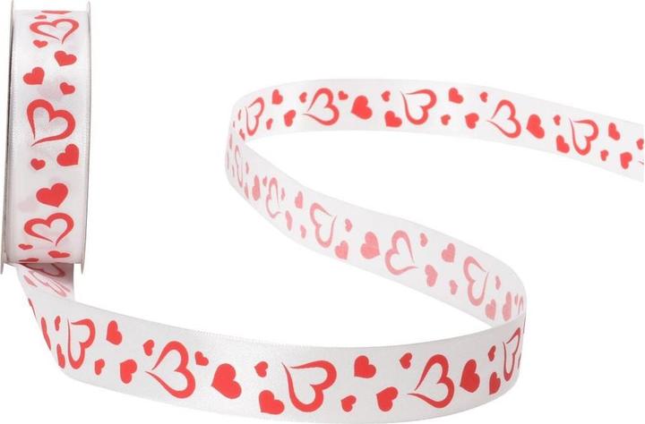 Spyk Geschenkband Herzen 25 mm x 25 m, Rot/Weiss (Geschenkband, 1 x)