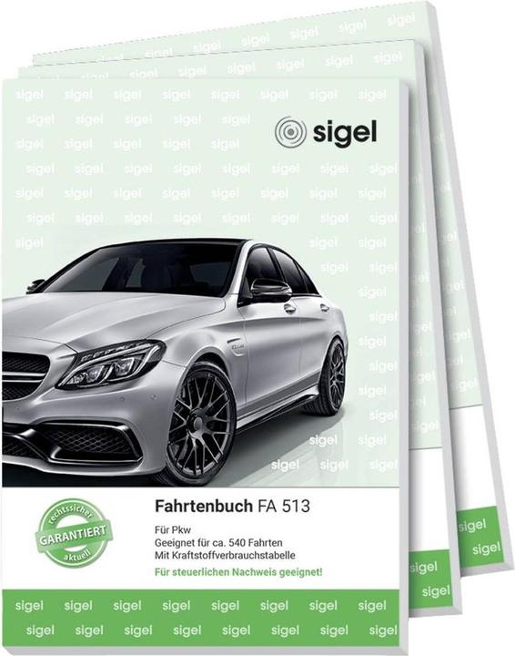 Produktbild Sigel 513F3 DIN A5 hoch Fahrtenbuch Anzahl der Blätter: 64 Grün, Weiss 3 St. (64 x)