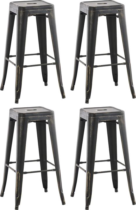 CLP Set of 4 bar stools Joshua antique, black-gold