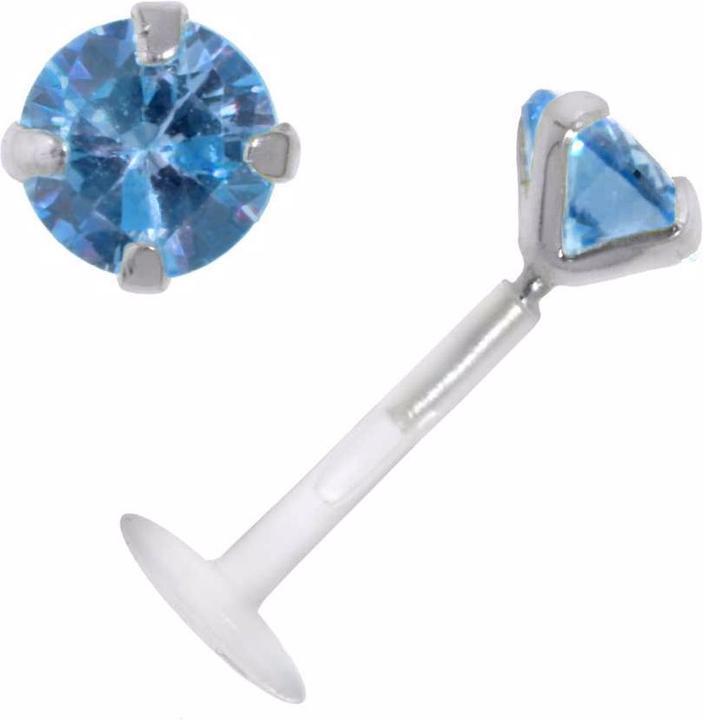 Bijouteria Piercing für Lippe/Tragus (Bioplast, Silber 925, Zirkonia)