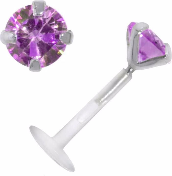 Bijouteria Piercing für Lippe/Tragus (Bioplast, Silber 925, Zirkonia)