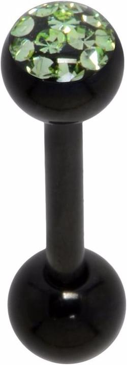 Bijouteria Zungenpiercing (Chirurgenstahl 316L, Epoxiharz, Kristall, PVD Beschichtung (schwarz))