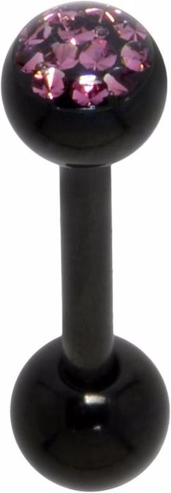 Bijouteria Zungenpiercing (Epoxiharz, Kristall, PVD Beschichtung (schwarz), Chirurgenstahl 316L)
