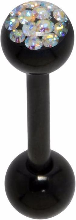 Image du produit Bijouteria Piercing langue (Acier chirurgical 316L, Résine époxy, Cristallin, Revêtement PVD (noir))