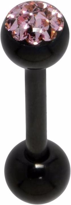 Image du produit Bijouteria Piercing langue (Résine époxy, Cristallin, Revêtement PVD (noir), Acier chirurgical 316L)