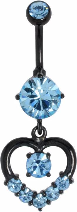 Bijouteria Bauchpiercing (PVD Beschichtung (schwarz), Chirurgenstahl 316L, Kristall)