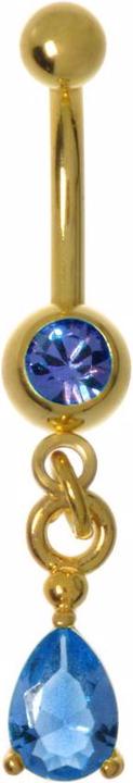 Bijouteria Bauchpiercing (Chirurgenstahl 316L, PVD Beschichtung (goldfarbig), Premium Kristall)
