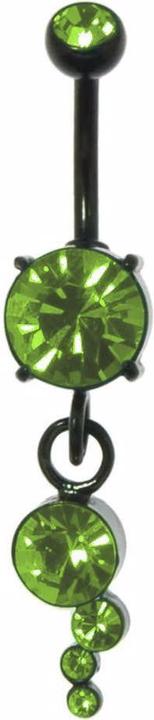 Produktbild Bijouteria Bauchpiercing (PVD Beschichtung (schwarz), Chirurgenstahl 316L, Kristall)