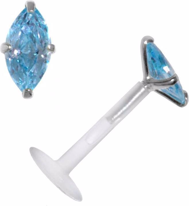 Bijouteria Piercing für Lippe/Tragus (Bioplast, Silber 925, Zirkonia)