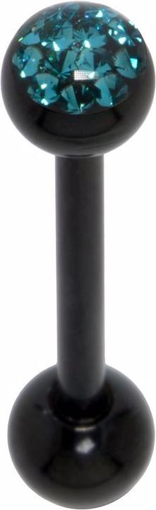 Bijouteria Zungenpiercing (PVD Beschichtung (schwarz), Chirurgenstahl 316L, Epoxiharz, Kristall)