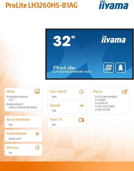 Image du produit iiyama ProLite LH3260HS-B1AG (1920 x 1080 pixels, 31.50")