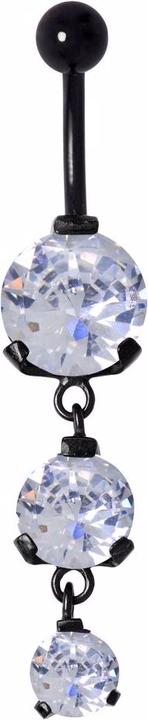 Bijouteria Bauchpiercing (Chirurgenstahl 316L, PVD Beschichtung (schwarz), Zirkonia)