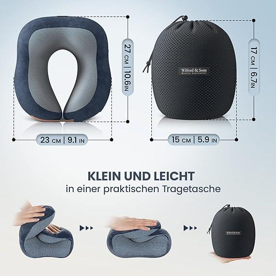 Actual product image Wilford & Sons Travel pillow set (Head & neck pillow, Case, Hygiene product)