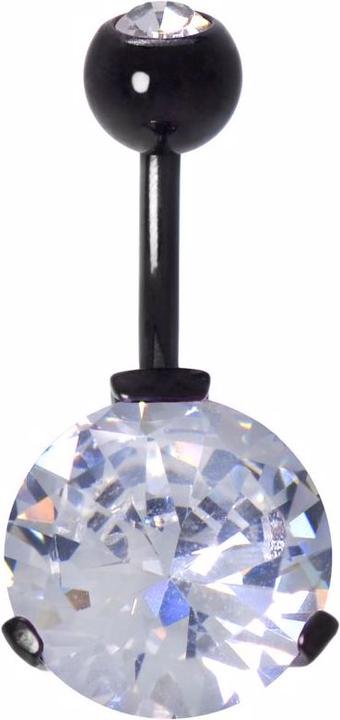 Bijouteria Bauchpiercing (PVD Beschichtung (schwarz), Zirkonia, Chirurgenstahl 316L, Kristall)