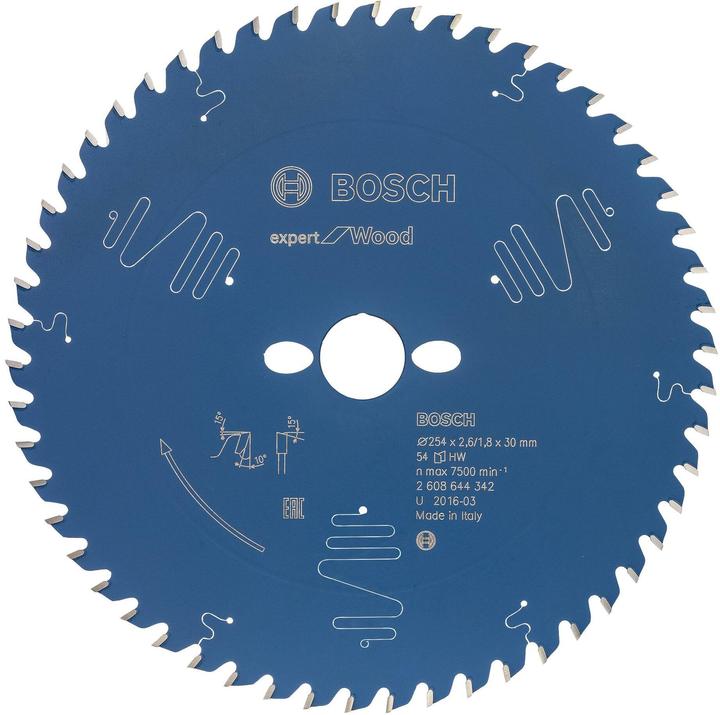 Bosch Professional Zubehör Kreissägeblatt Expert for Wood, 254 x 30 x 2,6 mm, 54