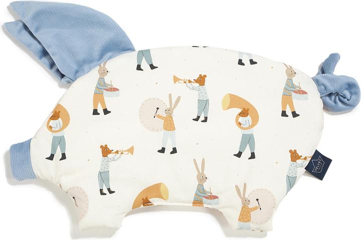 Actual product image La Millou Baby nest |Premium cotton velvet|Including Sleepy Pig cushion |Heart Beat Blue
