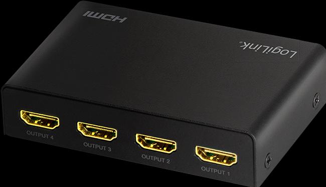 Actual product image LogiLink HD0038 HDMI Splitter 1x4-Port, 4K/60 Hz, HDCP, EDID, HDR, CEC, downscaler