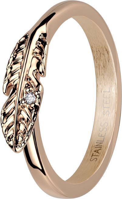Star Piercing Ring rosengold Blatt mit Kristall