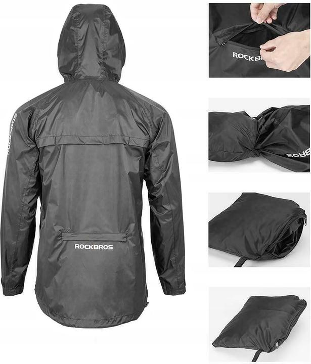 Produktbild Rockbros YPY013BK4XL Regenjacke atmungsaktiv winddicht XXXXL - Schwarz (4XL)