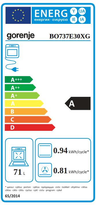 Energie-Label Gorenje BO737E30XG A, Edelstahl