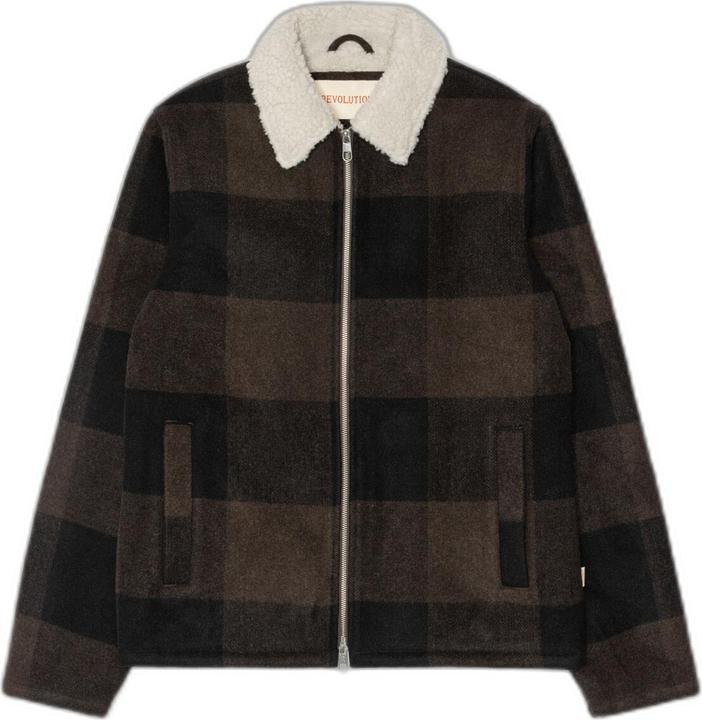 Actual product image Revolution quilted shirt jacket with check and teddy collar (M)