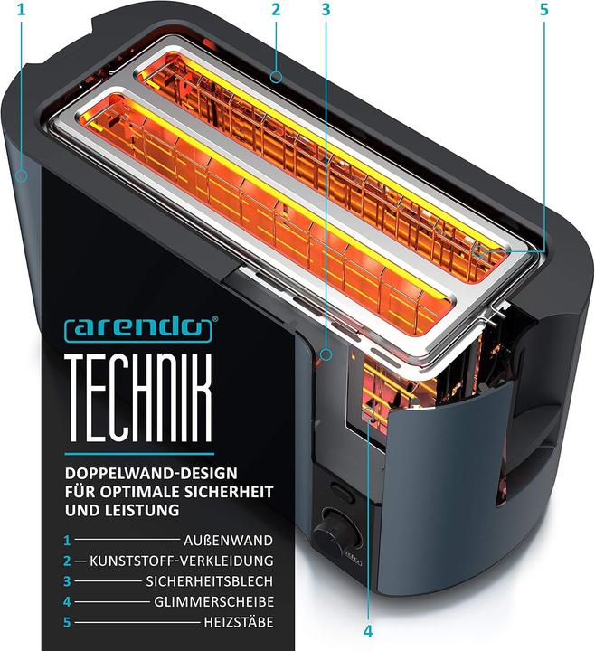 Produktbild Arendo Frukost Langschlitztoaster mit Displayanzeige