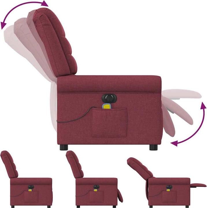 Actual product image VidaXL Massage chair electric wine red fabric