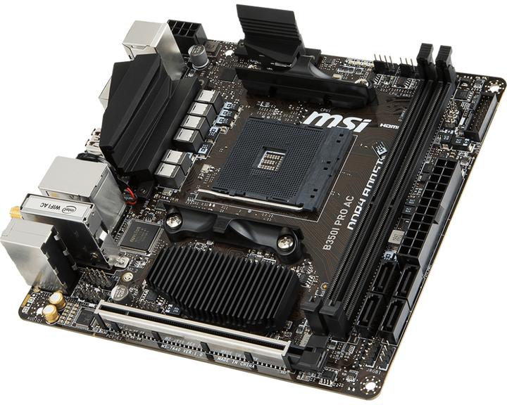 Actual product image MSI B350I PRO AC - Motherboard - Mini-ITX - Socket AM4 - AMD B350 - USB 3.1 Gen 1, USB 3.1 Gen 2 - B (AM4, AMD B350, Mini-ITX)