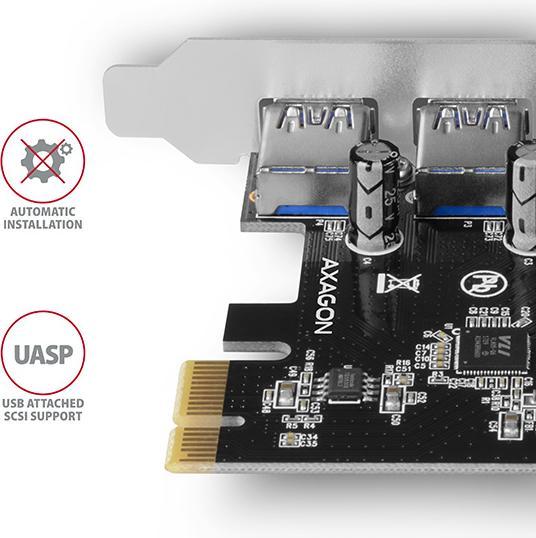 Image du produit Axagon PCEU-430VL Contrôleur PCIe 4x port USB 3.2 GEN 1, UASP, chipset VIA