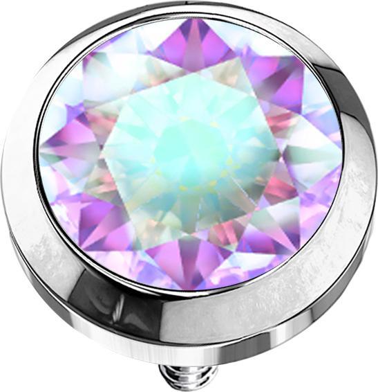 Star Piercing Dermal Anchor silber mit Kristall multicolor (Chirurgenstahl 316L)