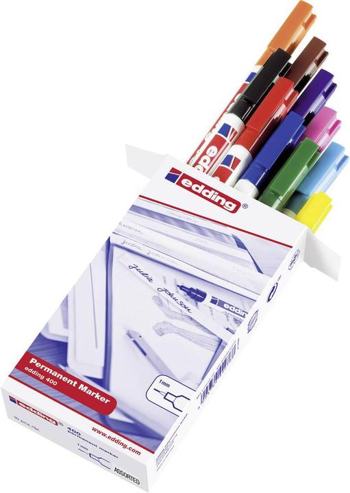 Actual product image Edding eddingPermanentmarker400/pack.redgreenyellowbrownvioletpinklight (White, 1 mm)