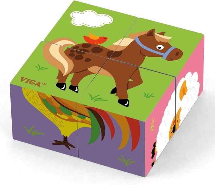 Actual product image Viga Toys Cube puzzle farm animals (4 pieces)