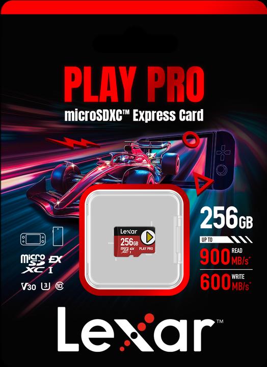 Produktbild Lexar microSD Express 7.1 PLAY Pro 256GB up to R900/W600MB/s Write (104MB/s with UHS-I) (256 GB, microSD Express, UHS-I)