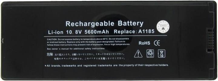 Actual product image AccuCell Akku passend für Apple Macbook 13 A1185, MA561 Schwarz (3 Cells, 5400 mAh)