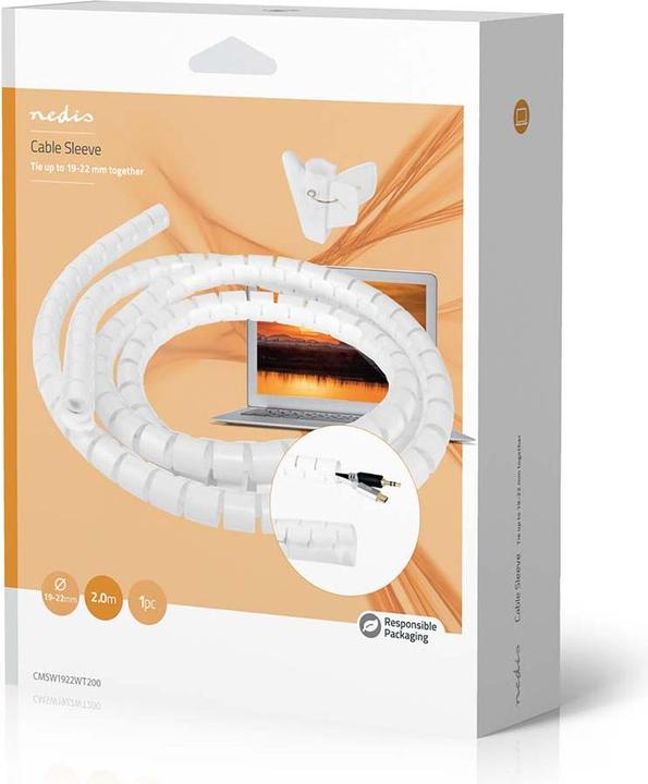 Immagine prodotto Nedis Manicotto di gestione dei cavi 2,00 m 1 pezzo spessore massimo del cavo: 22 mm PE Bianco (Foro cavo, 200 cm)