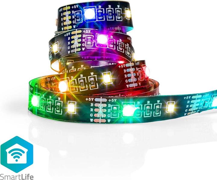 Immagine prodotto Nedis Striscia LED SmartLife | Bluetooth | RGB / bianco caldo | SMD | 2,00 m | IP20 | 2700 K | 380 lm | (Multicolore, 200 cm, Interno)