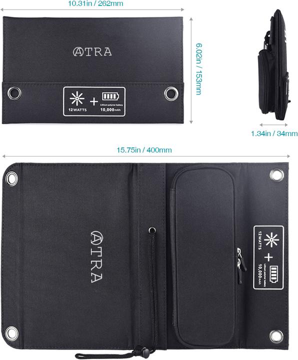 Actual product image Atra Solar Charger DA69 (10000 mAh, 12 W, 37 Wh)