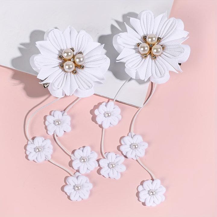 Actual product image Activity Board 2pcs Elegante Prinzessin Blume Haarspangen Süsse Faux Dekor Quaste Haarnadeln Ideal Haar Zubehör (2 pcs.)