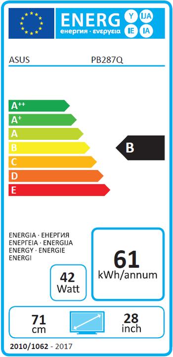 Energy Label ASUS Pb287q (3840 x 2160 Pixels, 28")